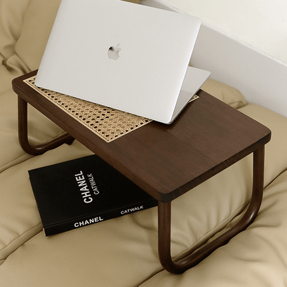 Handcrafted Rattan Wood Mini Laptop Table - Rumi Living