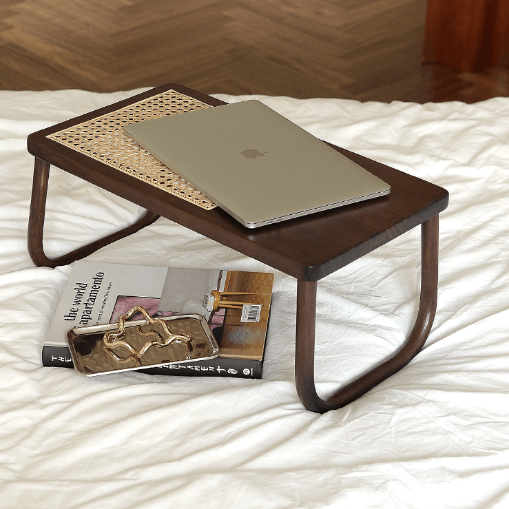 Handcrafted Rattan Wood Mini Laptop Table - Rumi Living