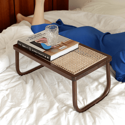 Handcrafted Rattan Wood Mini Laptop Table - Rumi Living