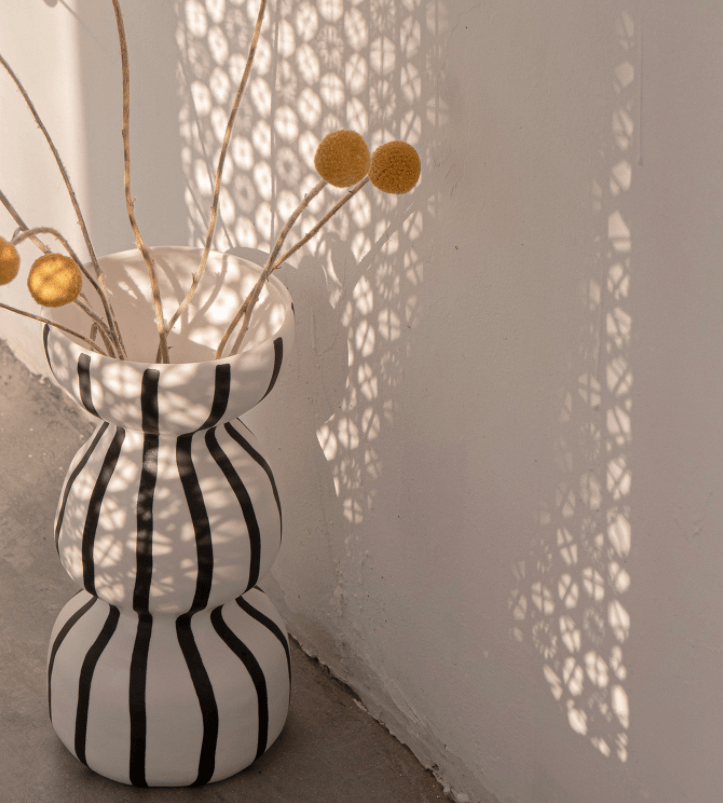 Hanne Handpainted Monochrome Ceramic Vase - Rumi Living