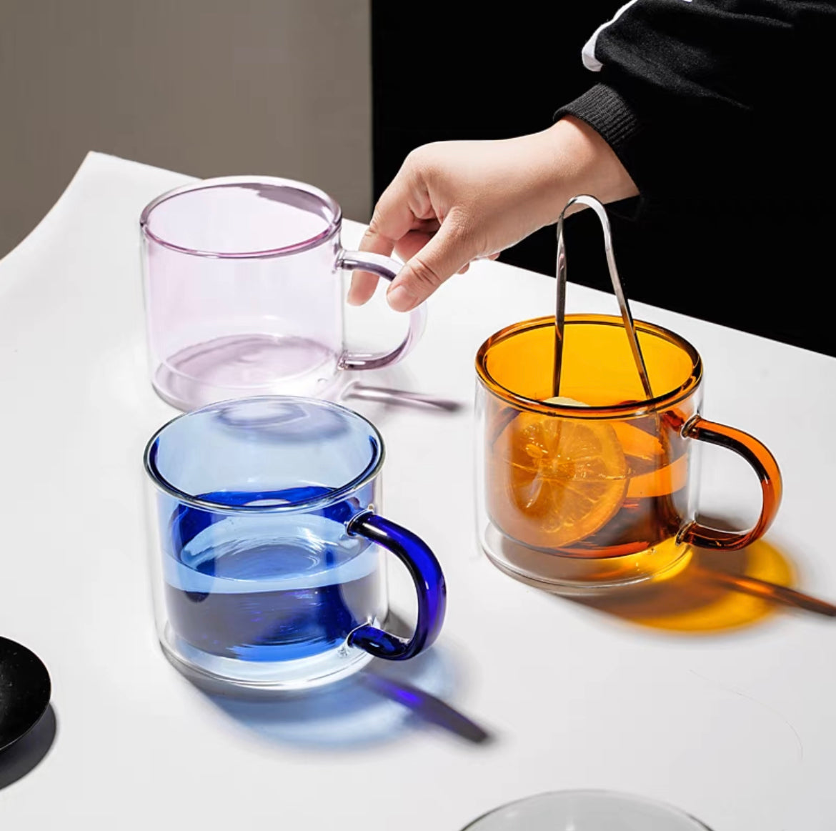 Sorreto Colourful Double-walled Glass Cup Mug - Rumi Living
