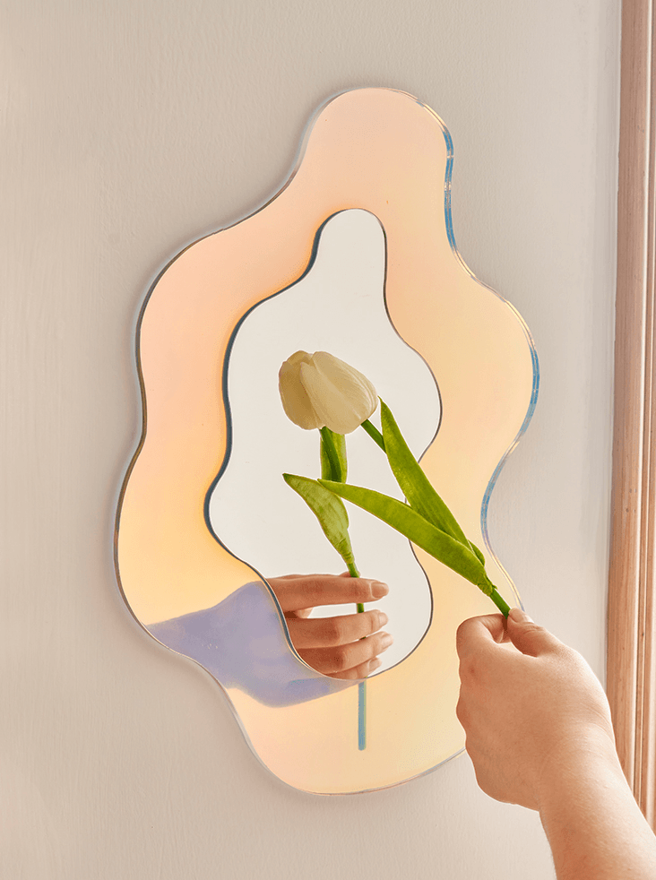 "Iridescent" Wavy Holographic Acrylic Mirror - Rumi Living