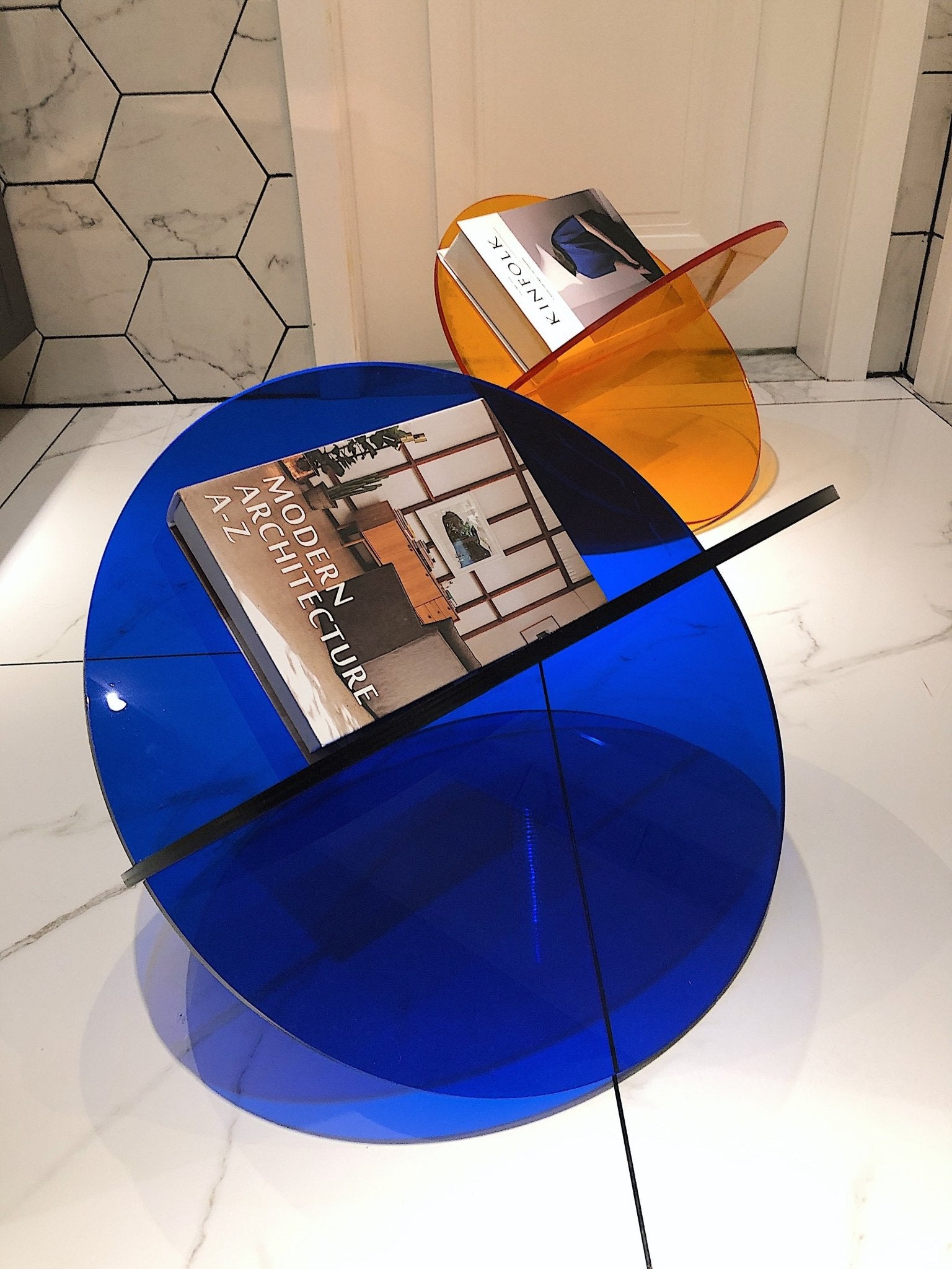 Modern Acrylic Magazine Stand + Book Shelf - Rumi Living