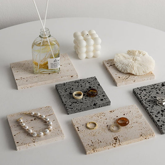 Natural Travertine Stone Slate Jewellery Display - Rumi Living