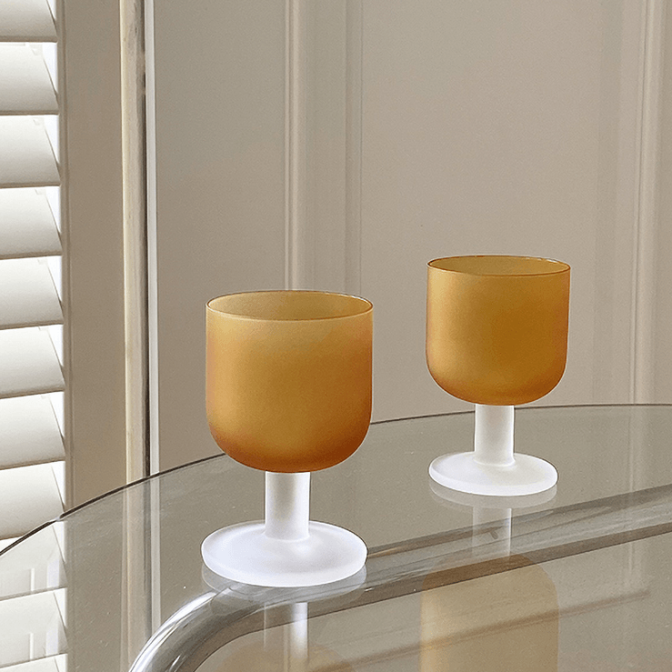 Orange Frosted Glasses - Set of 2 - Rumi Living