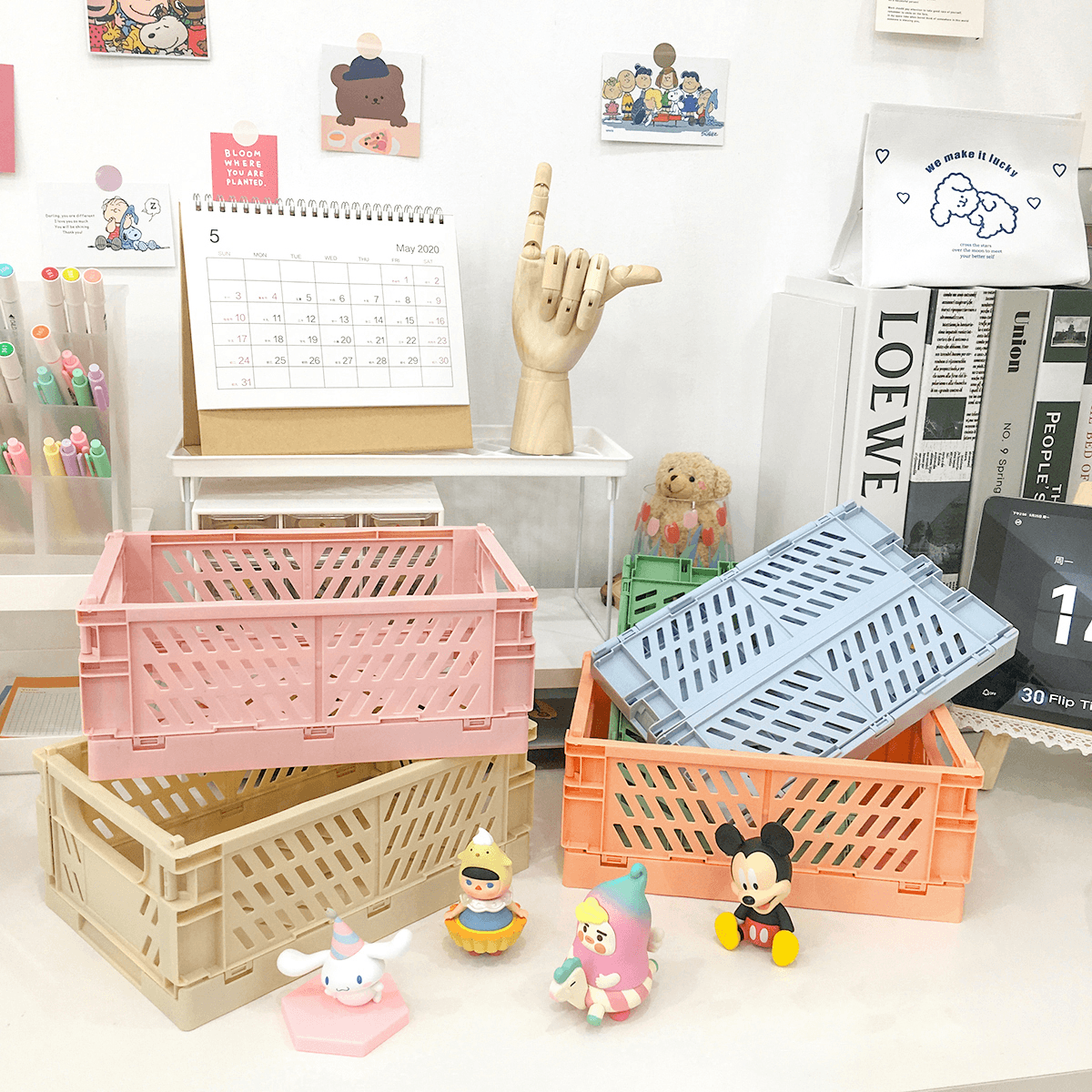 Collapsible and Stackable Storage Crate, Craft Organiser Box, Fun ...
