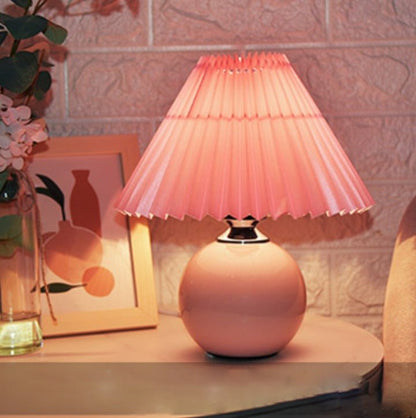 Pleated Lamp with Ceramic, Wood or Rattan Base - Rumi Living