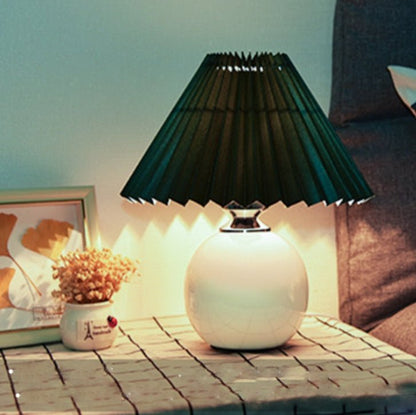 Pleated Lamp with Ceramic, Wood or Rattan Base - Rumi Living