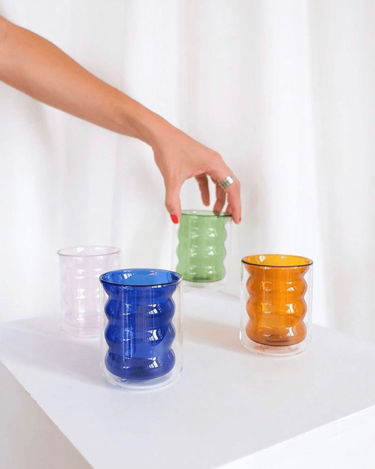 Sorreto Colourful Double-walled Glass Cup Mug - Rumi Living