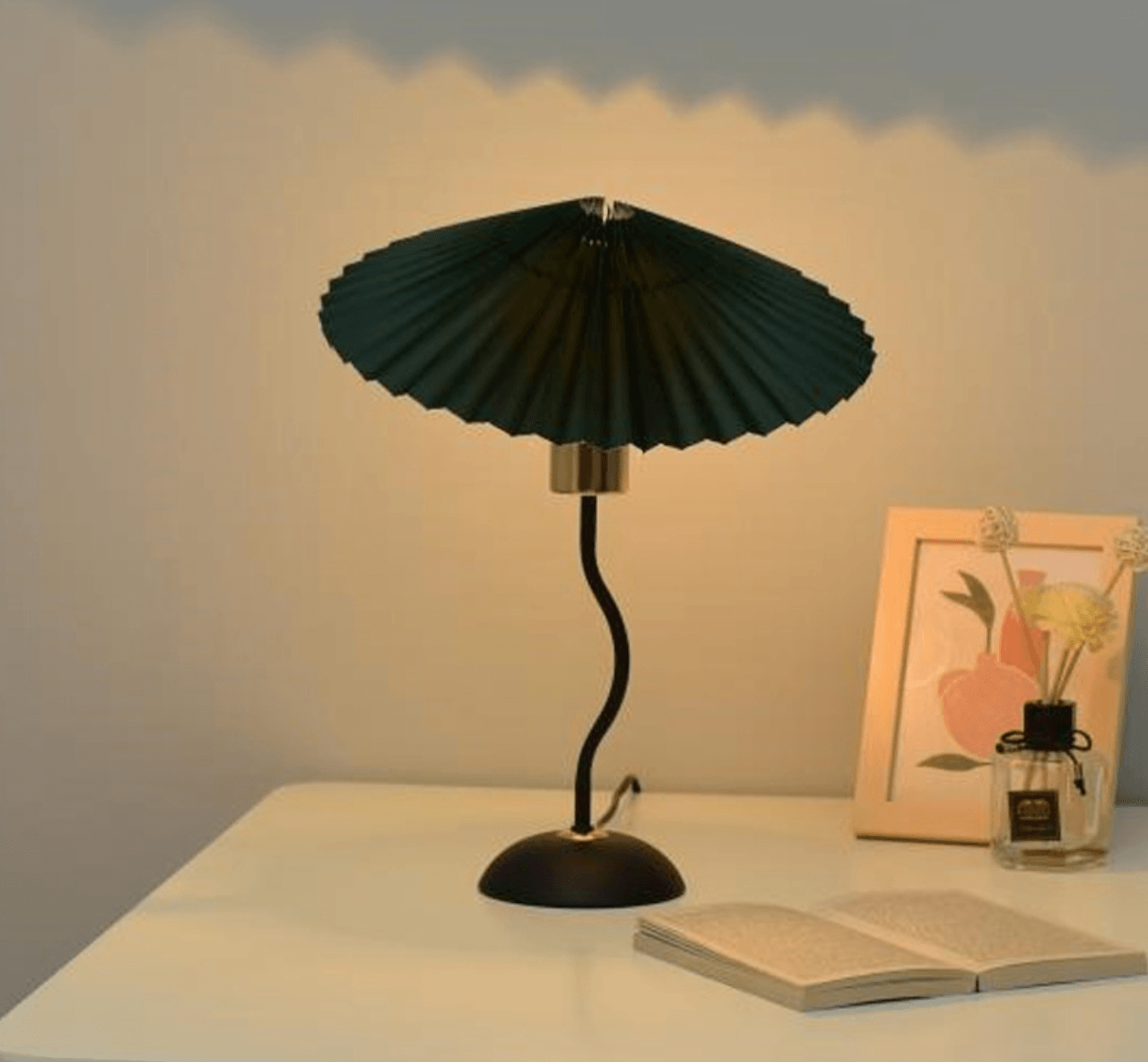 Squiggle Lamp with Pleated Shade - Rumi Living