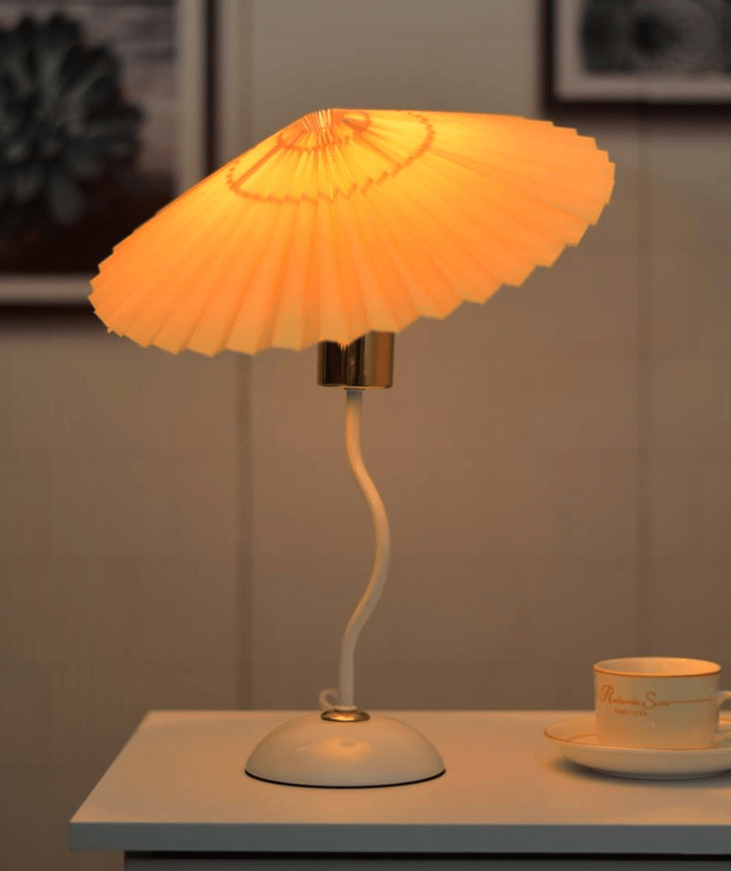 Squiggle Lamp with Pleated Shade - Rumi Living