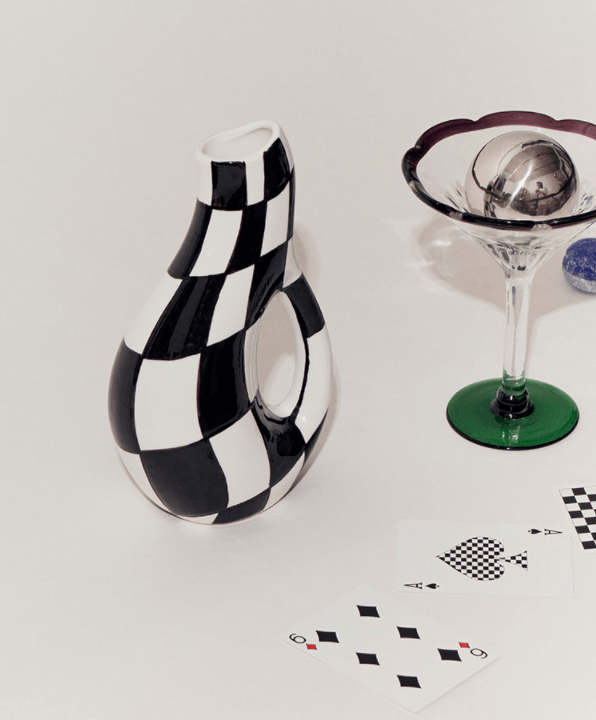 Varia Handpainted Checkered Ceramic Vase - Rumi Living