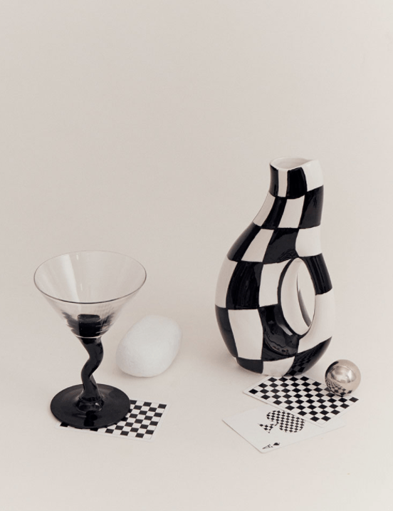 Varia Handpainted Checkered Ceramic Vase - Rumi Living