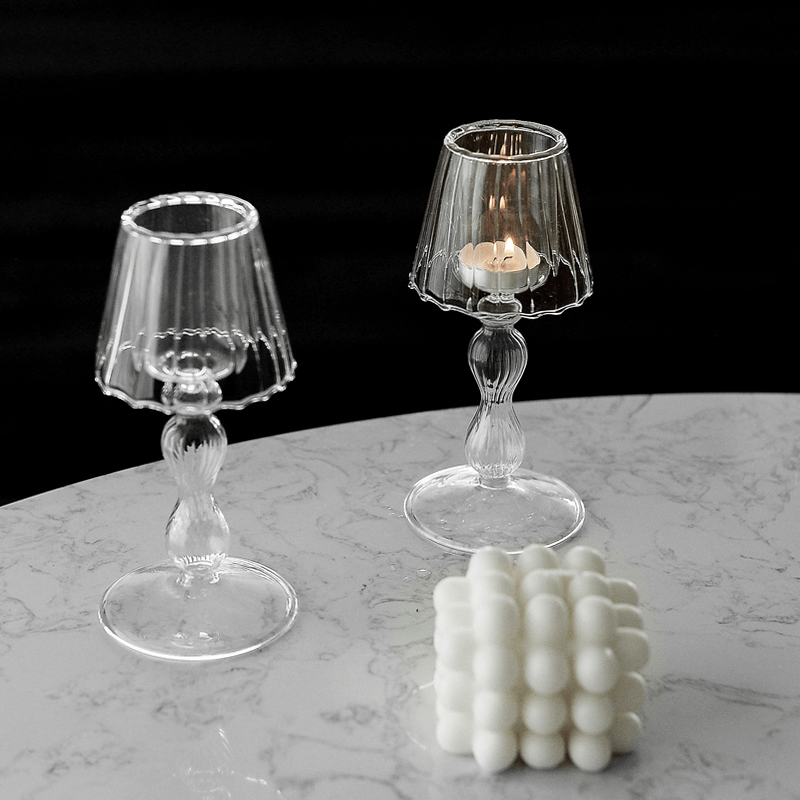 "Vintage" Glass Lamp Candle Holder - Rumi Living